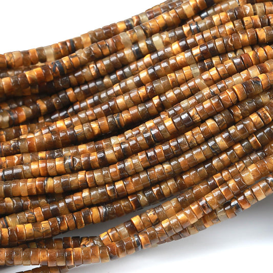 2x4MM 150PCS Yellow Tiger Eye Tube Cylinder Rondelle Abacus Disk Spacer Loose Beads for Jewelry Making