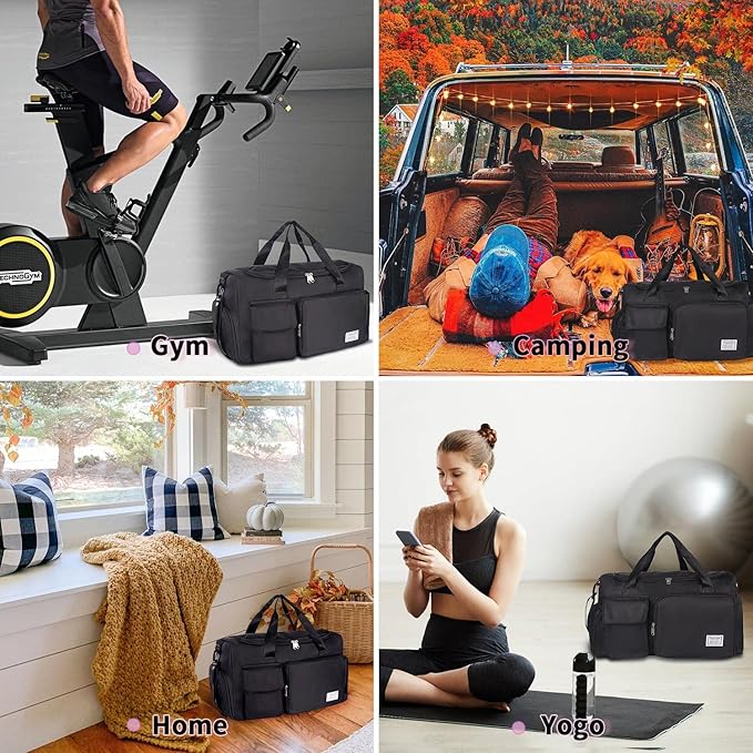 FIORETTO Women's Gym Duffle Bag with Shoes Compartment, 37L Capacity, Ideal for Travel, Gym, Sports, Duffel, Weekender