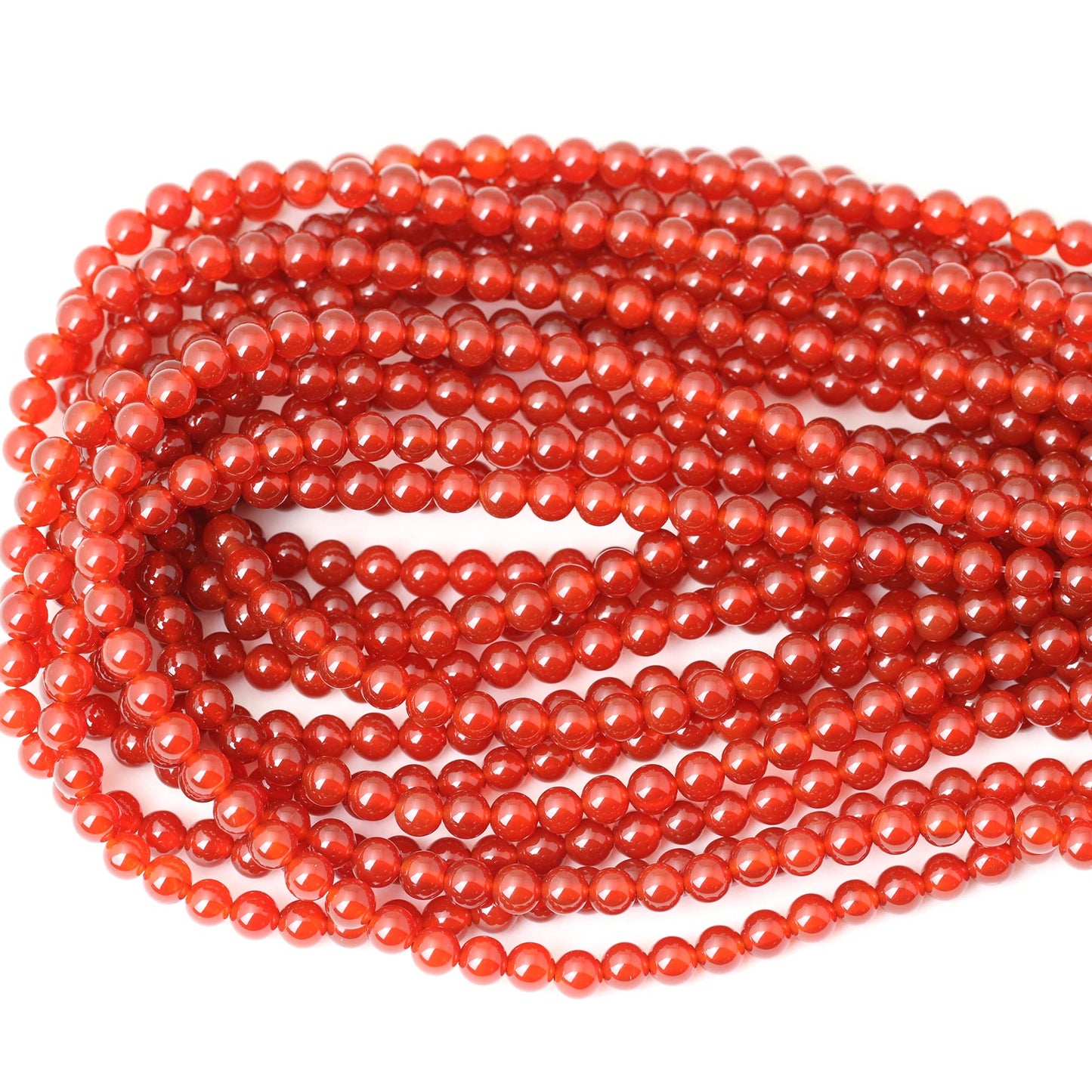 CHEAVIAN 60PCS 6mm Natural Red Agate Gemstone Round Loose Beads for Jewelry Making 1 Strand 15"