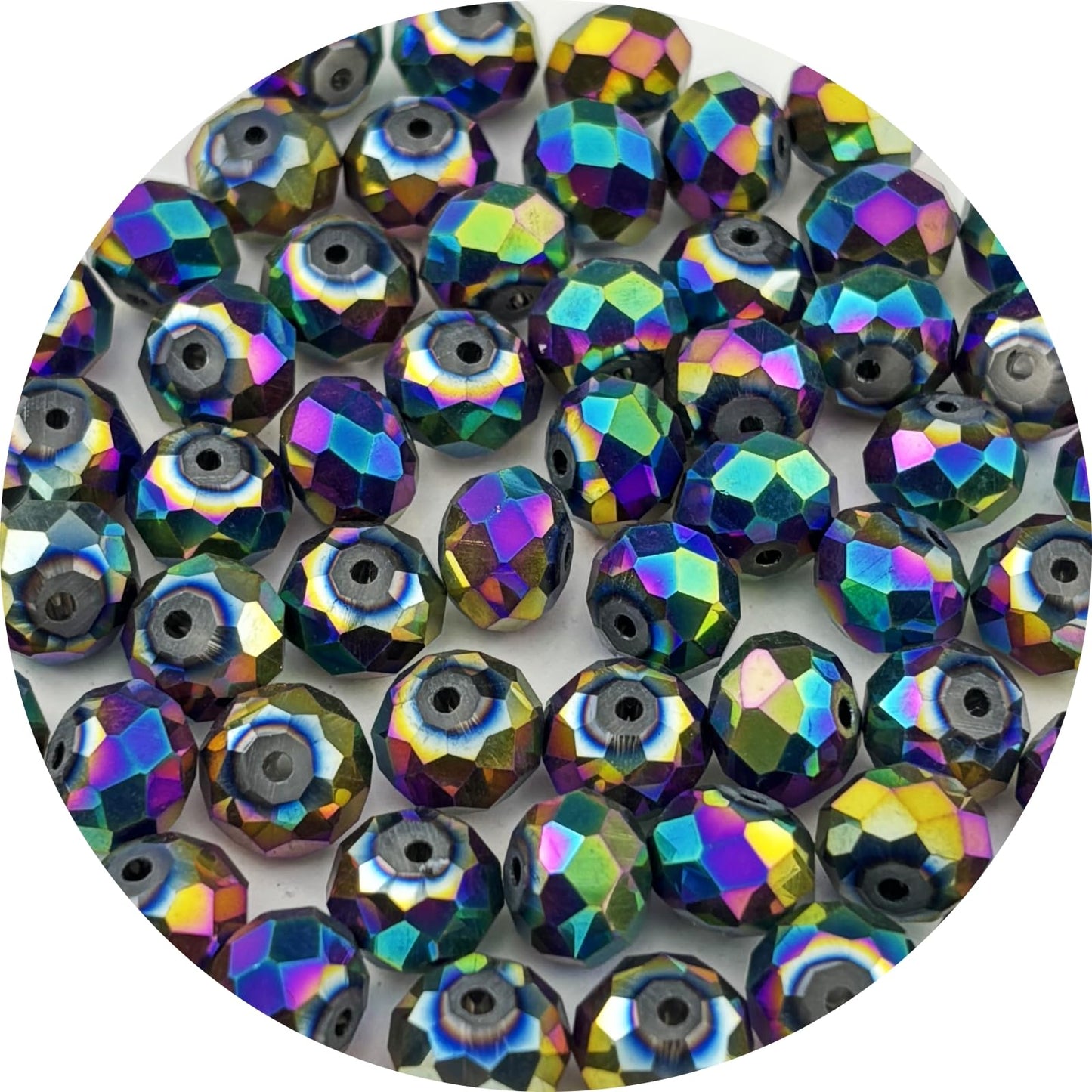 Pinhoollgo 60pcs 10mm Crystal Glass Beads Faceted Rondelle Glass Spacer Beads for Bracelets Necklace Pendants Earrings Key Chains Jewelry Making(Rainbow)