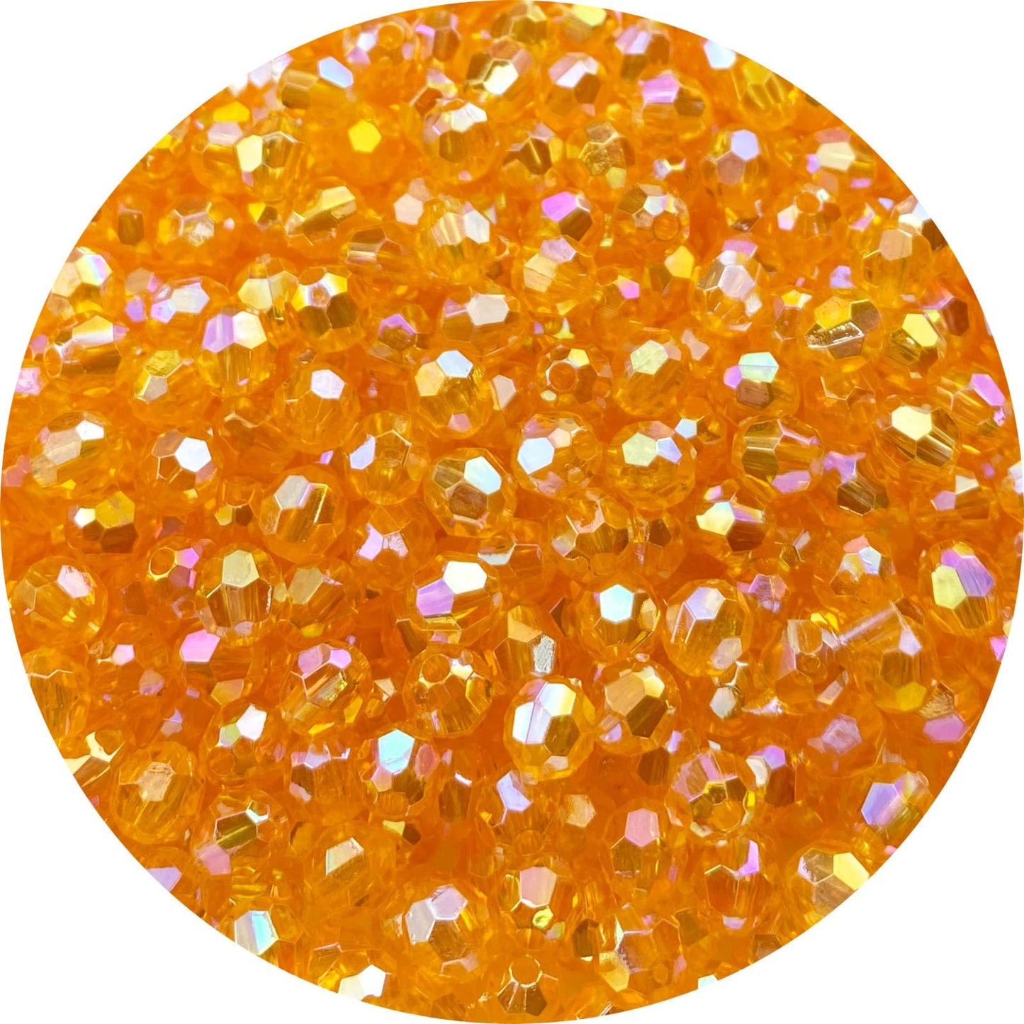 Tingoons 200 PCS 10mm Acrylic Faceted Spacer Beads AB Color Glossy Round Loose Beads for Jewelry Making Bracelet Necklace Earring Ornament Wind Chimes Key Chains(Orange AB)
