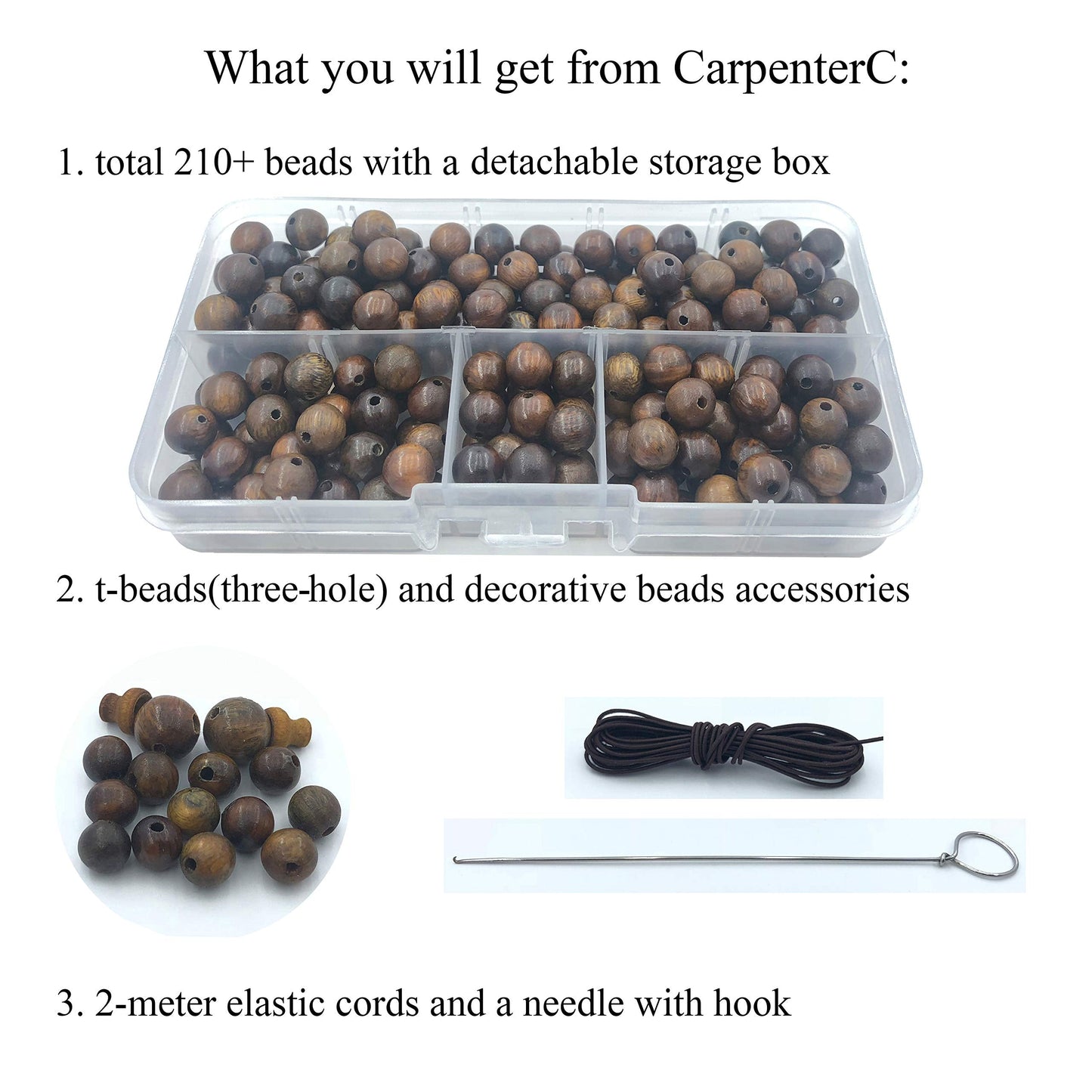 CarpenterC 200pcs 6mm Gorgeous Natural Round Polished Rosewood Loose Beads for Jewelry Making DIY Handmade Crafts