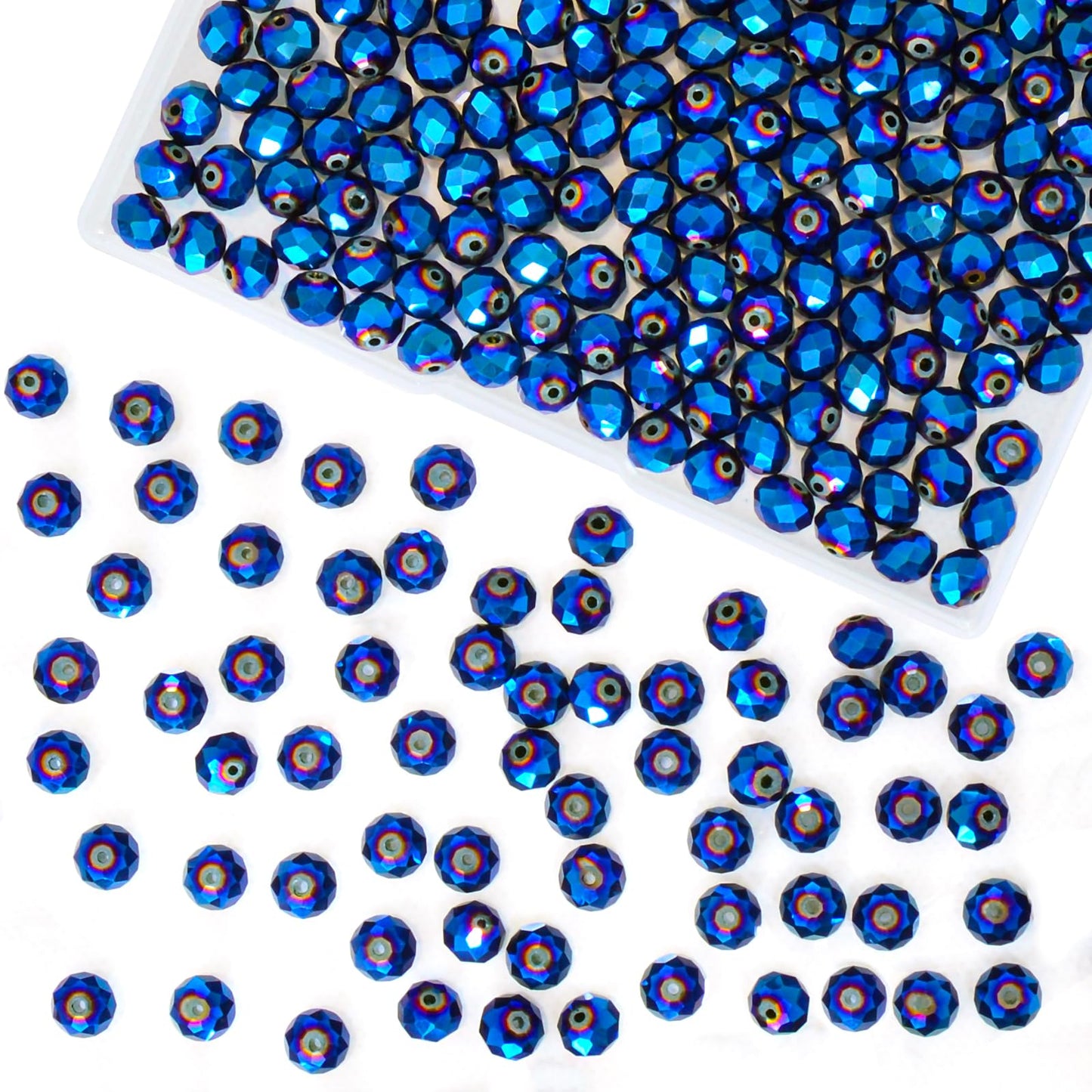Laopottbeads 220Pcs 10mm Crystal Glass Beads for Jewelry Making Beads for Bracelets Necklace Pendants Making Supplies(Peacock Blue)