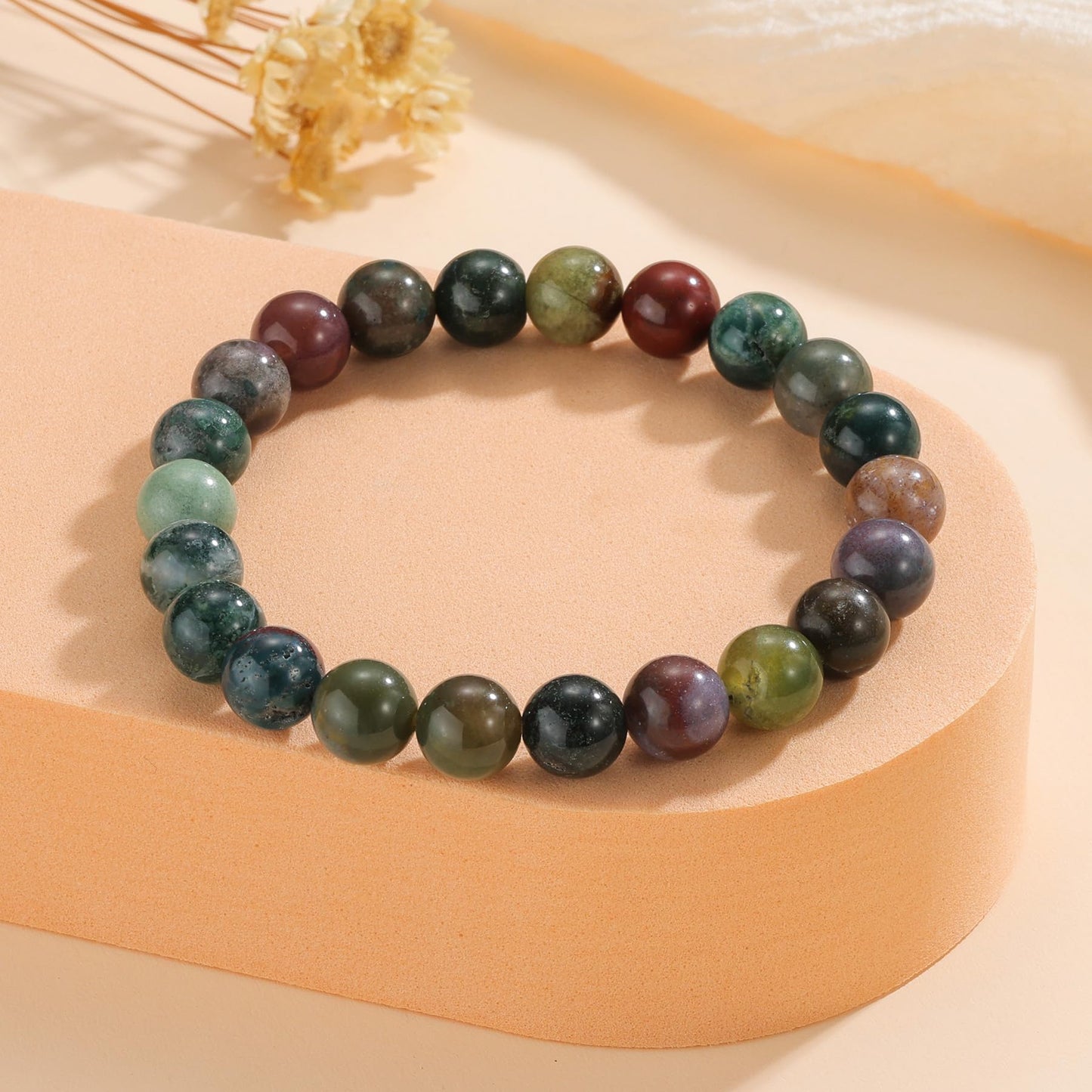 Udolfly Womens Crystal Beaded Bracelets for Women Men Protective Energy Bracelet Natural Gemstone Bead Bracelet 6mm Agate
