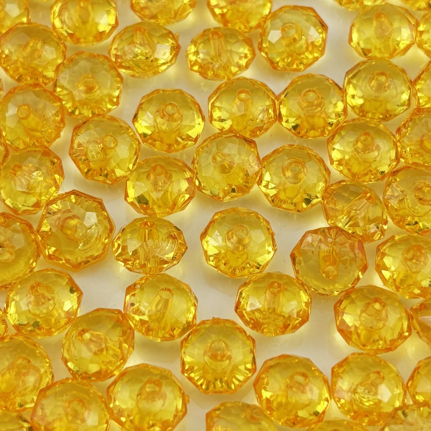 YHYPOCI 200pcs 10mm Acrylic Crystal Beads, Faceted Rondelle Acrylic Spacer Beads for Wind Chimes Bracelet Necklace Earring Keychain Jewelry Making DIY Crafts(Gold Yellow)