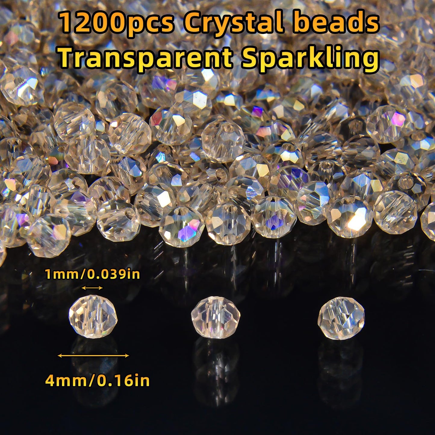 Laopottbeads 1200Pcs 4mm 4 for Jewelry Making Beads for Bracelets Necklace Pendants Making Supplies(Silver Champagne)