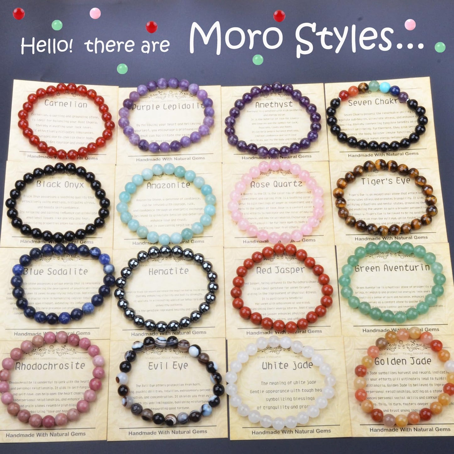 CHCCOYE 4mm Natural Healing Gemstone Bracelet Handmade Yoga Stretch Elastic Bracelet Stress Relief Crystal Jewelry for Men and Women (4mm Lapis Lazuli)