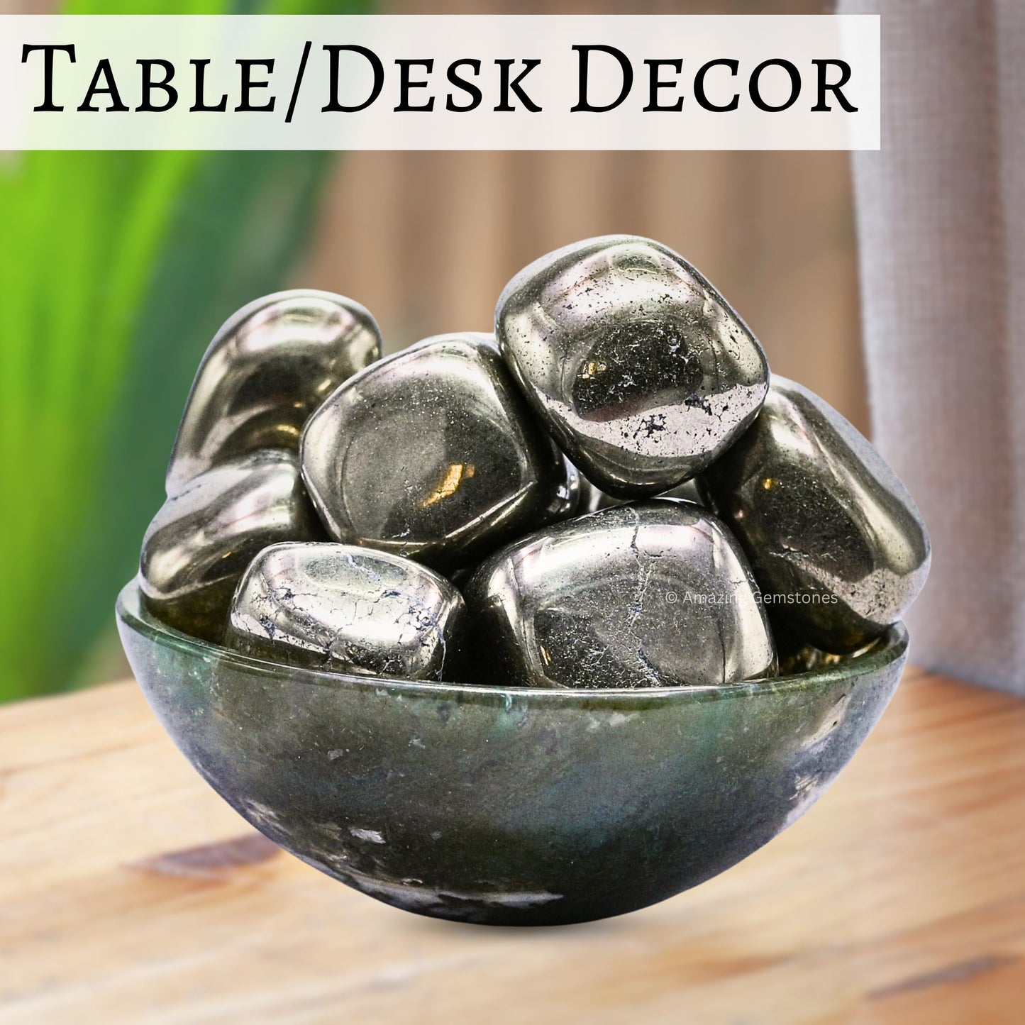 Amazing Gemstone Pyrite Crystals and Healing Stones Tumbled - 1 oz Pyrite Stone Gem Stones, Natural Healing Stones for Energy Balance, Stress Relief - Premium Polished Gems Rocks for Meditation