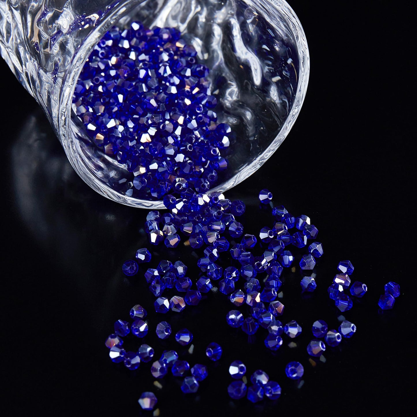 Laopottbeads 1100PCS 4mm Bicone Crystal Glass Beads for Jewelry Making, Sparkling Mini Beads for Suncatchers, DIY Bracelets & Craft Projects (AB Blue)