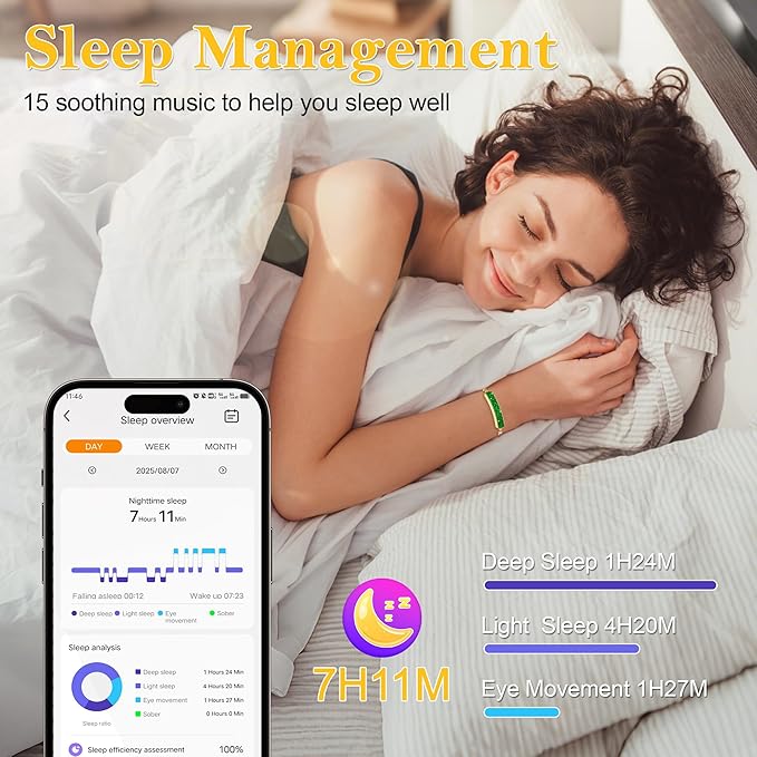 Sleep & Fitness Tracker with 2 Bands, Stylish & Ultra-Light Smart Bracelet for Women, 24/7 Heart Rate, Blood Oxygen & Stress Monitor, Waterproof Health Trackers Gifts for Girls, No Subscription（Green）