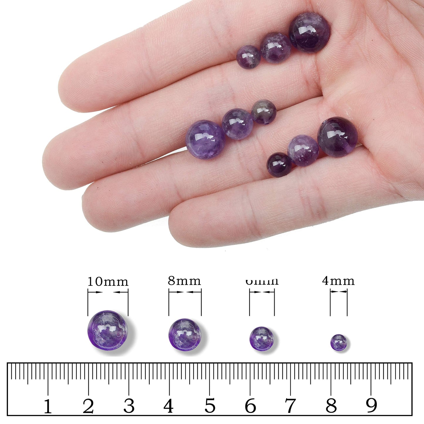 AD Beads Natural Gemstone Round Loose Beads 15" for Bracelet Necklace Earrings Jwelery Making Crafts DIY (4mm, Purple Amethyst)