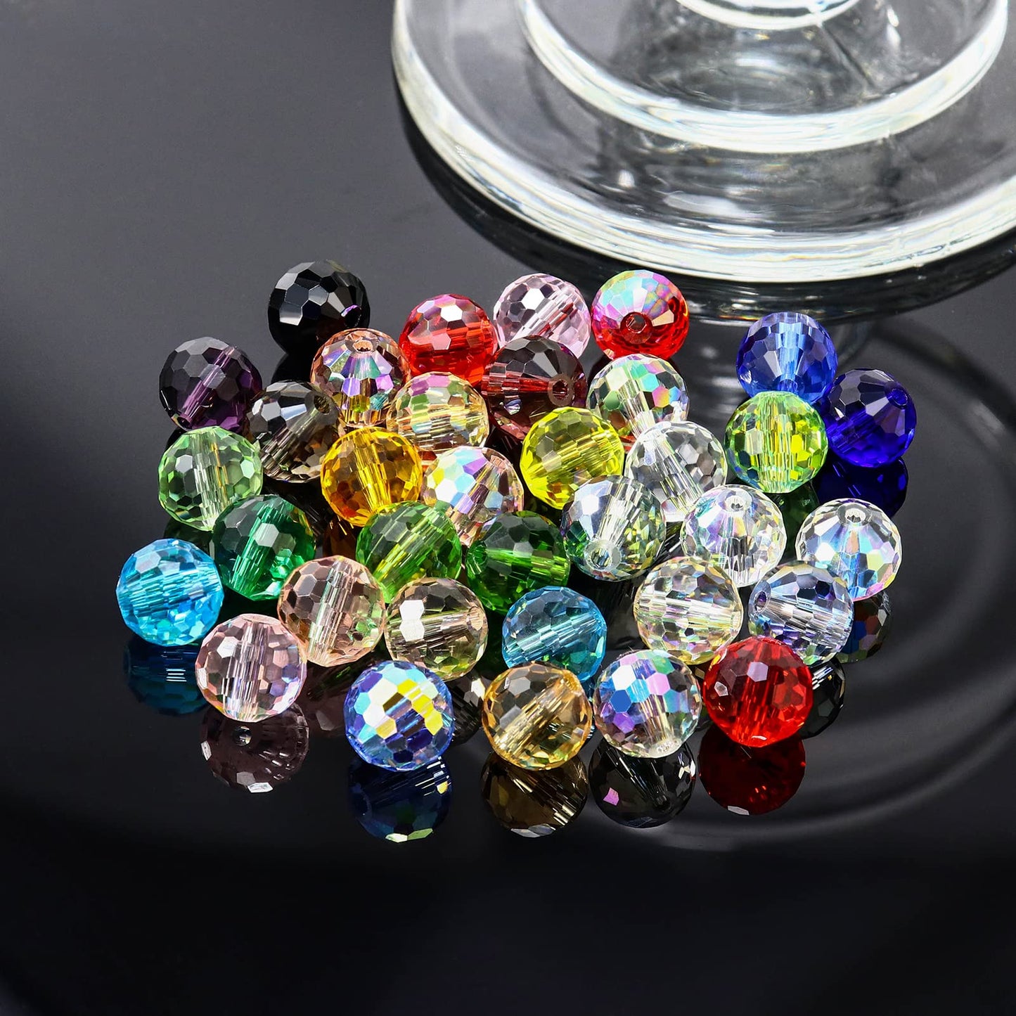 Dowarm 150PCS 6MM Round Crystal Glass Beads for Jewelry Making, Light Rose Faceted Crystal Beads for Crafts Bracelet Wind Chimes Suncatcher, #5003 Crystal Rondelle Spacer Beads, Loose Gemstones