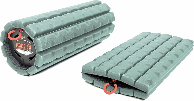 Morph Foam Roller (Bravo-Sage): Collapsible Travel Foam Roller for Pain Relief, Workout Muscle Recovery, Back Massager, Deep Tissue Leg Massage, Back Cracker, Stretcher; Small, Portable
