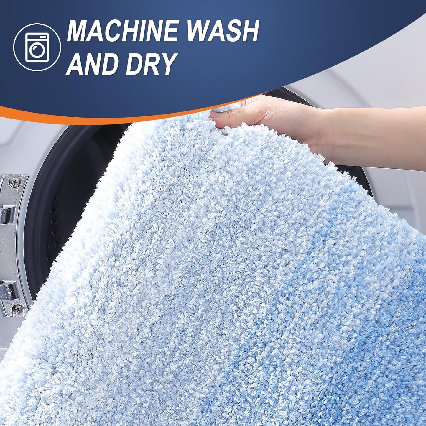 OLANLY Large Bath Rug Mat - Extra Soft Microfiber, Quick-Dry & Washable | 54x24, Light Blue