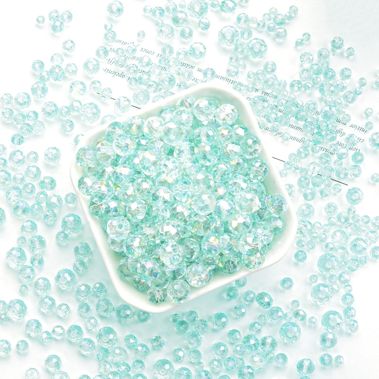 Laopottbeads 460Pcs 8mm Crystal Glass Beads for Jewelry Making Beads for Bracelets Necklace Pendants Making Supplies(Light Blue Green)