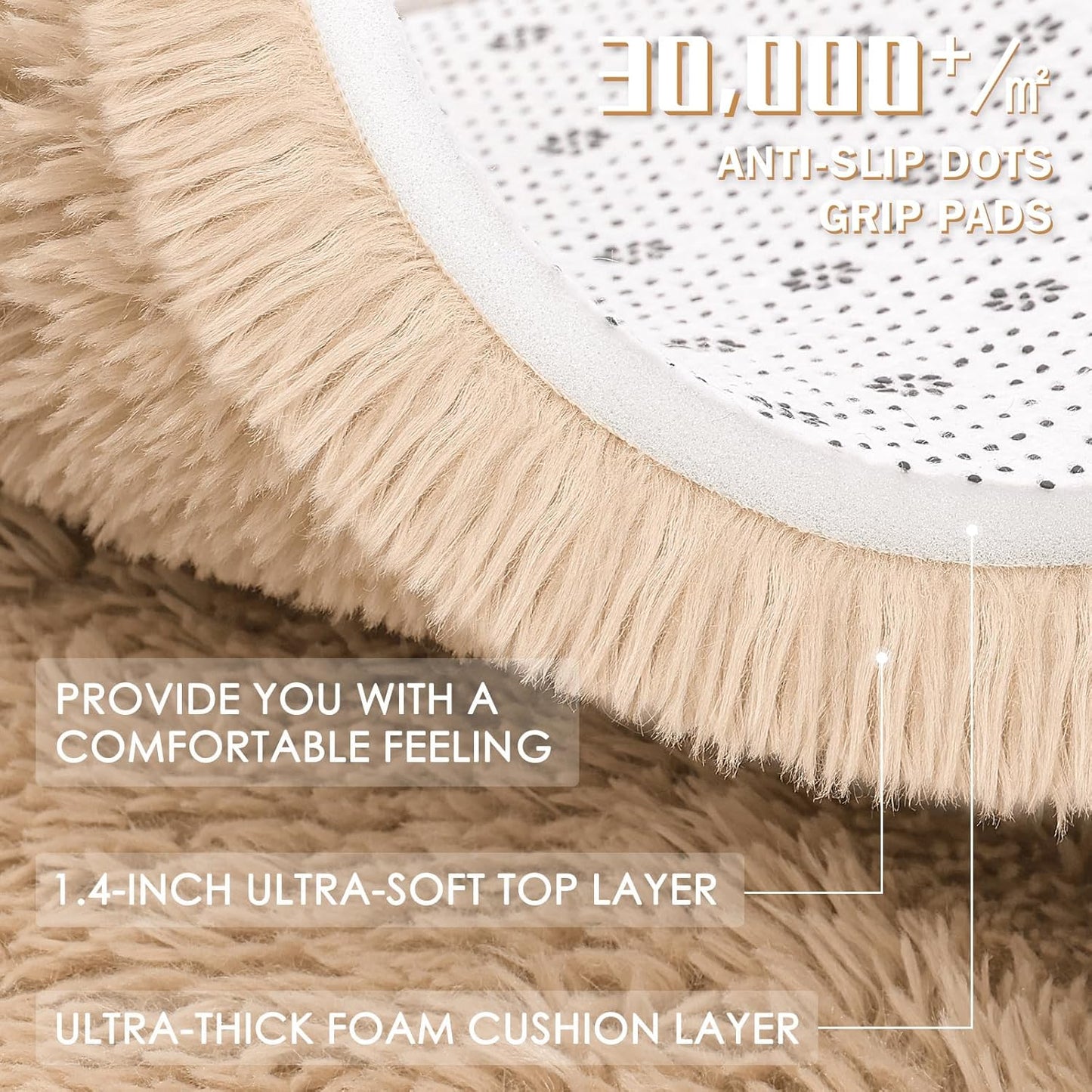 OLANLY Runner Rugs - Soft, Machine Washable Shaggy Carpet for Hallway & Bedroom | Beige 2x10 ft