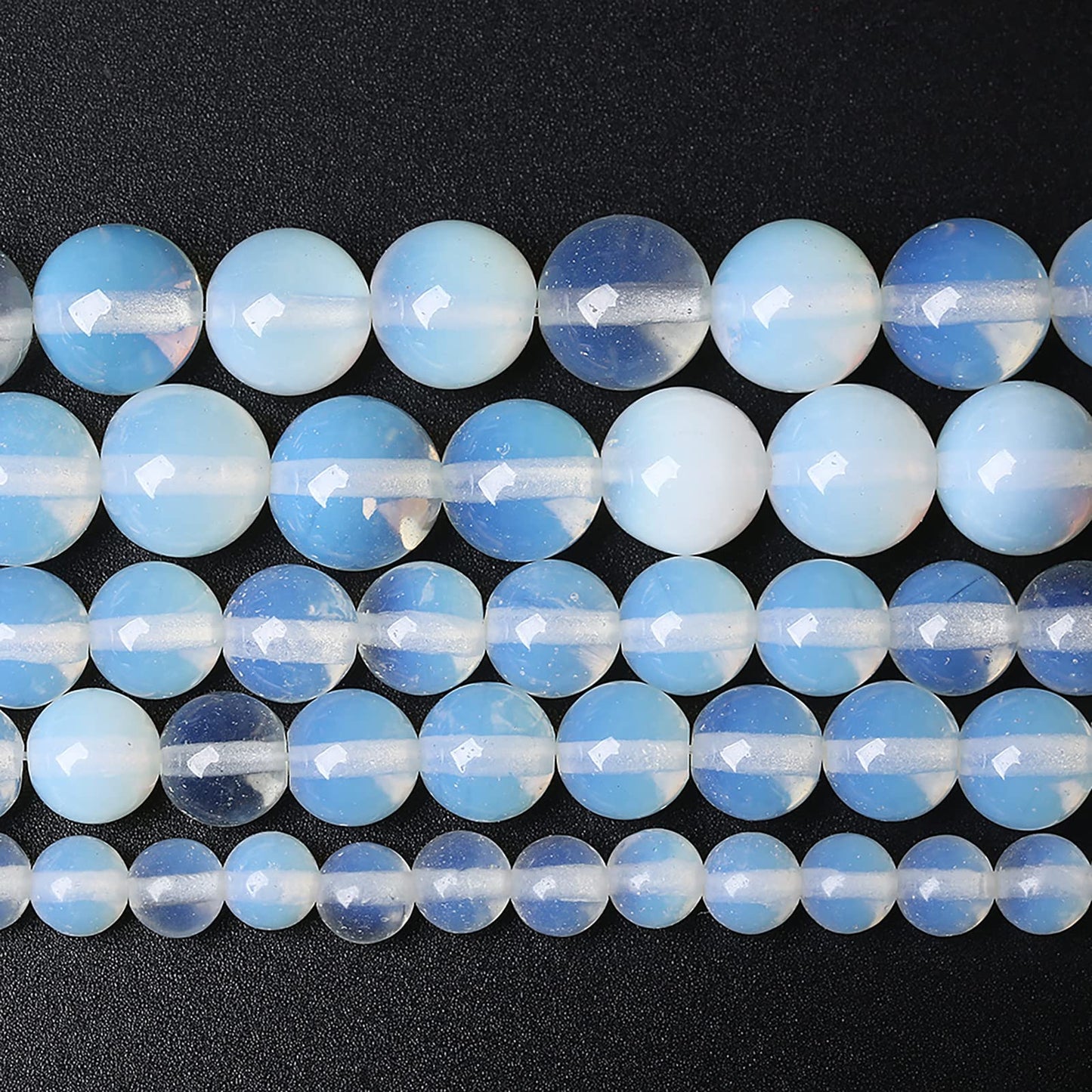 8MM 46PCS Natural Stone White Opal Quartz Loose Crystal Beads for Jewelry Making DIY Bracelet 1 Strand