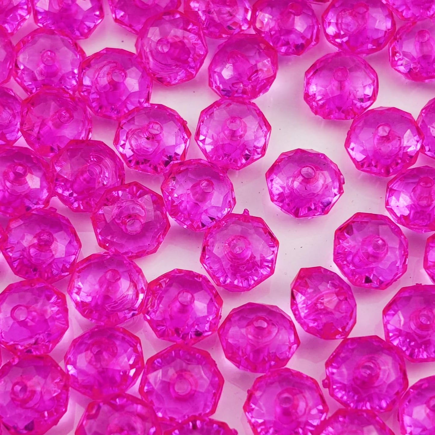YHYPOCI 400pcs 8mm Acrylic Crystal Beads, Faceted Rondelle Acrylic Spacer Beads for Wind Chimes Bracelet Necklace Earring Keychain Jewelry Making DIY Crafts(Rose Red)