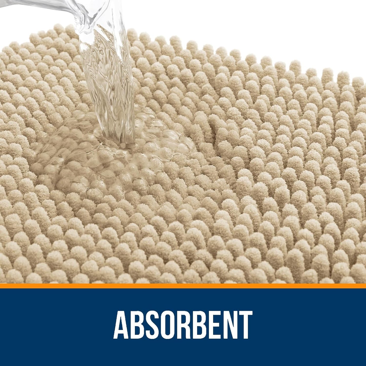OLANLY Large Bathroom Rugs - Extra Soft Chenille Bath Mats | Quick-Dry, Machine Washable, 59x35, Beige