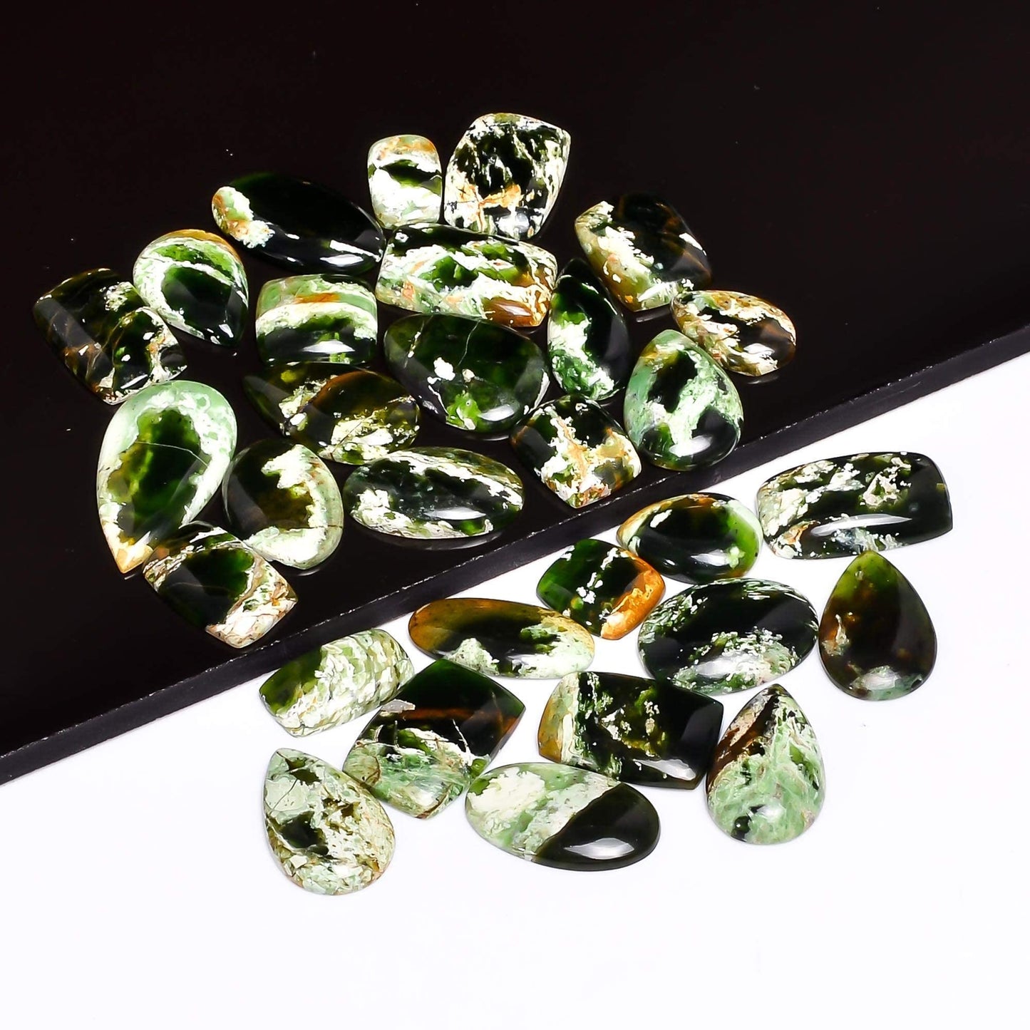 GEMKORA™ 4 to 5pcs Natural Chrome Chalcedony Gemstone Wholesale Cabochons Lot, Jewelry Making Loose Gemstone, Polished Specimen, DIY, Wire Wrapping, Reiki, Healing Crystals, Bulk Gemstone Deal