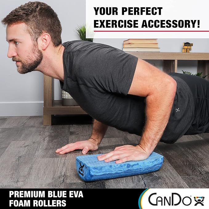 CanDo Blue Marble High Density EVA Foam Roller For Muscle Restoration, Massage Therapy, Sport Recovery, And Physical Therapy. 6" x 36", Half-Round (30-2210)