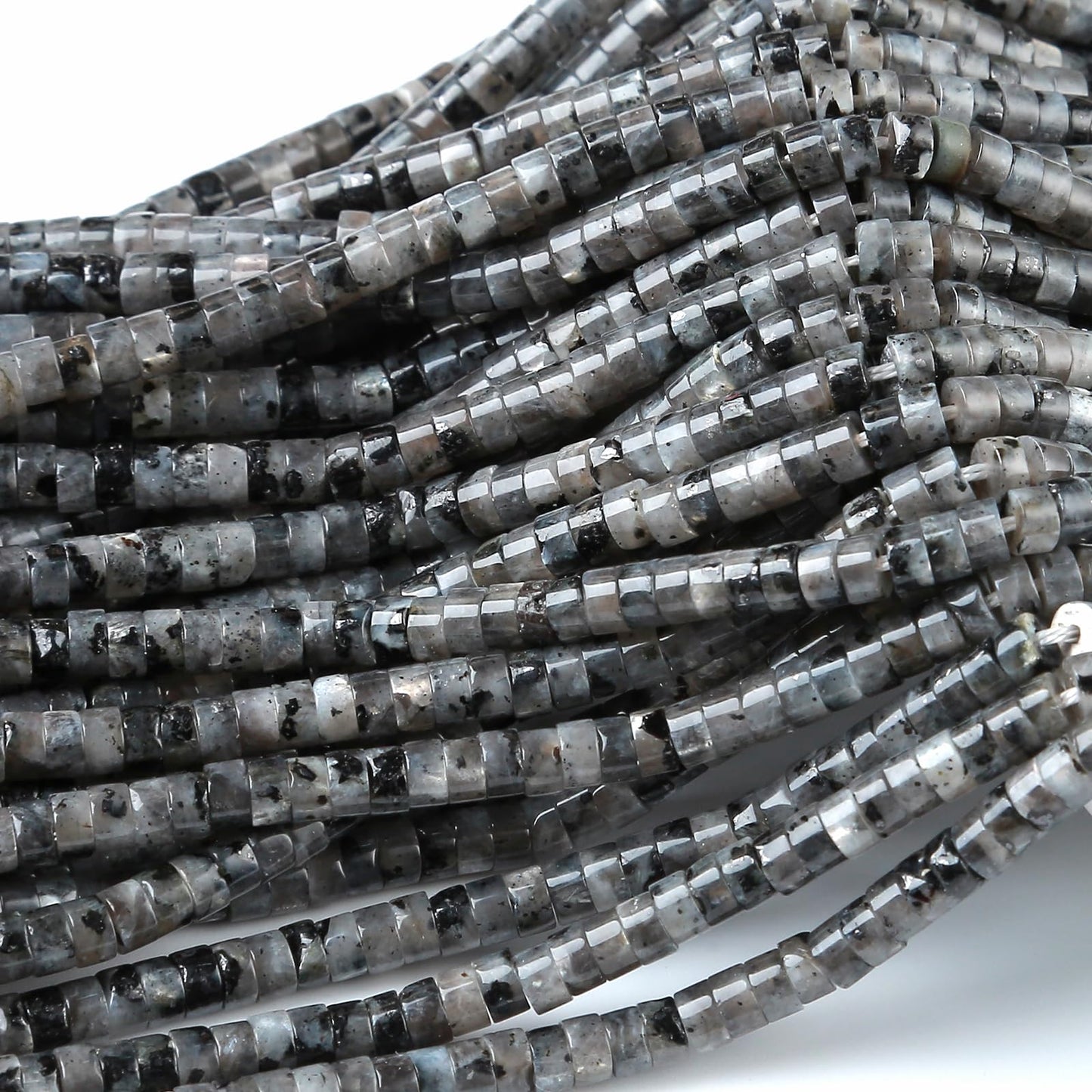 2x4MM 150PCS Black Labradorite Tube Cylinder Rondelle Abacus Disk Spacer Loose Beads for Jewelry Making
