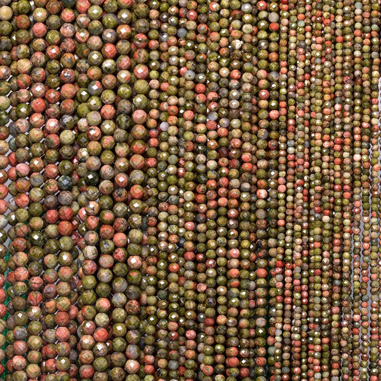 Song Xi 90pcs 4mm Natural Unakite Gemstone Beads Faceted Round Loose Stone Beads for Jewelry Making