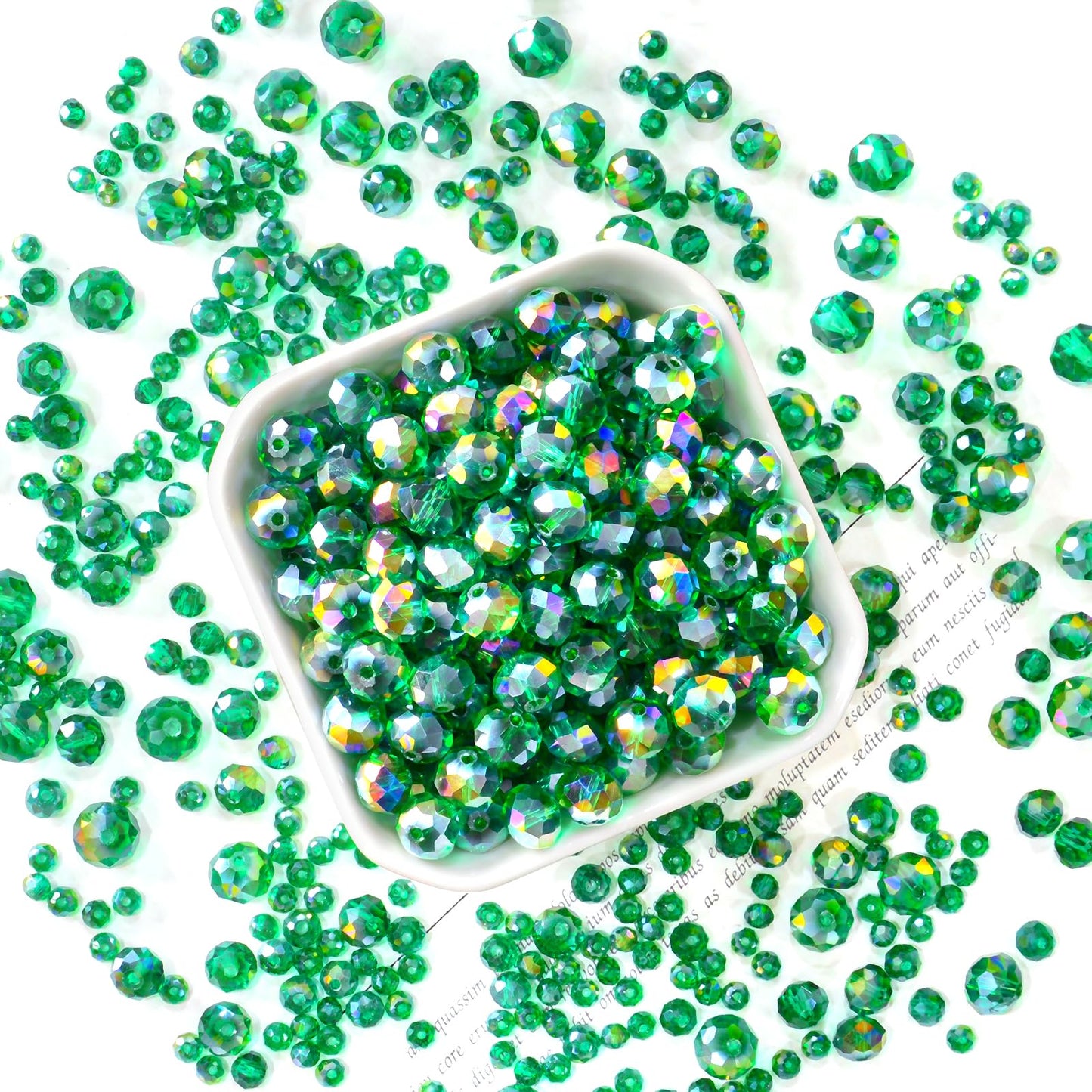 Laopottbeads 220Pcs 10mm Crystal Glass Beads for Jewelry Making Beads for Bracelets Necklace Pendants Making Supplies(Malachite Green)