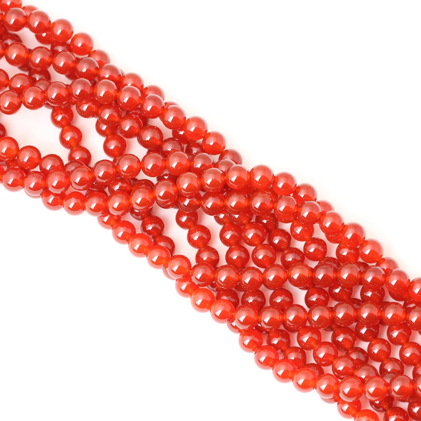 CHEAVIAN 45PCS 8mm Natural Red Agate Gemstone Round Loose Beads for Jewelry Making 1 Strand 15"