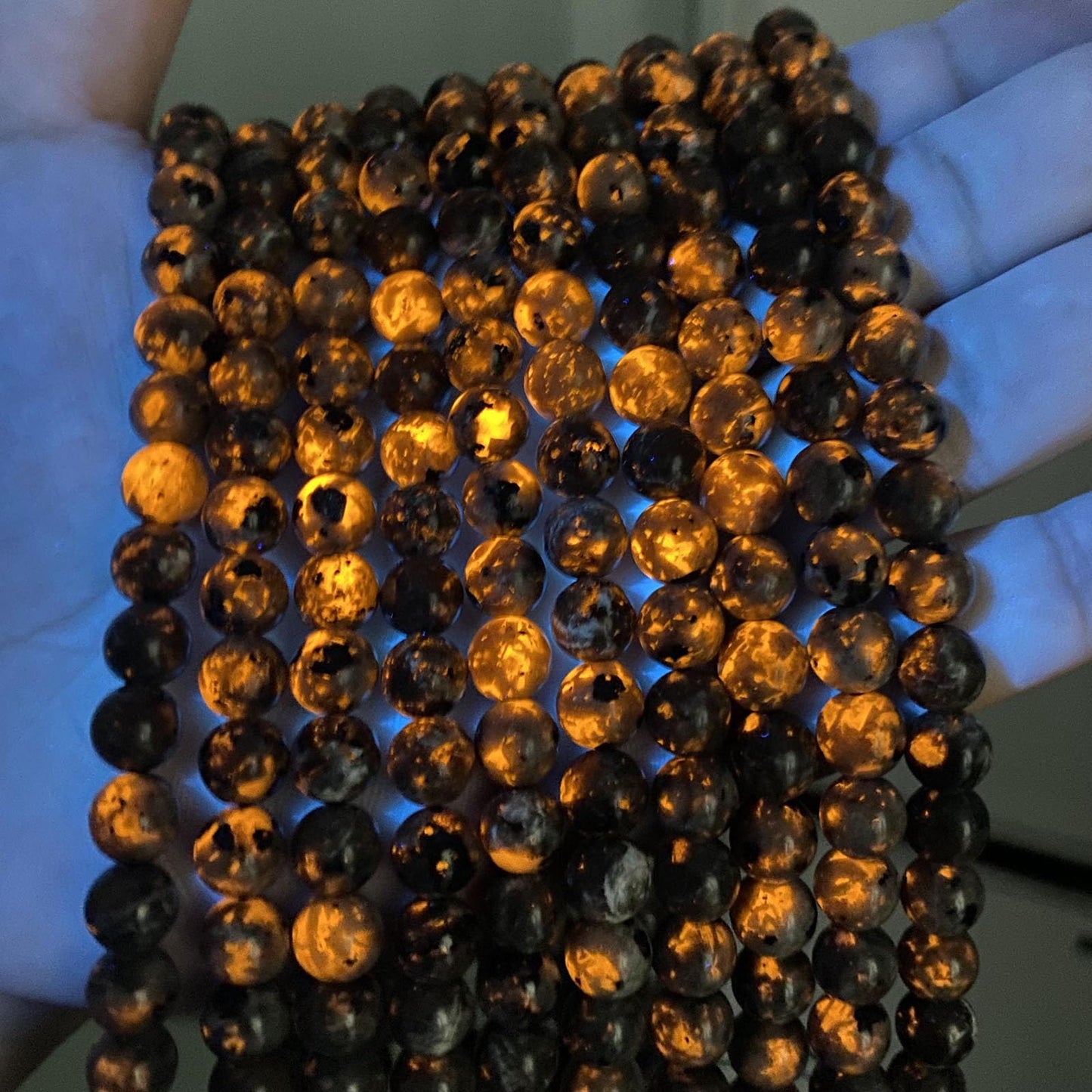 12MM 28PSC Flame Yooperlite Stone Beads Loose Beads for Jewelry Making DIY Bracelets Show Flame Color Under the Irradiation of UV Lamps