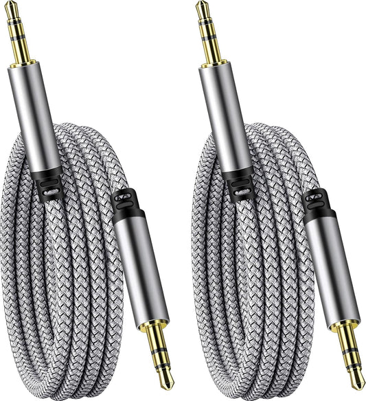 SAISN 3.5mm 2 Pack 3ft Audio Aux Cable - Nylon Braided Hi-Fi Stereo Audio TRS Cable for Car Home Stereos, Headphones