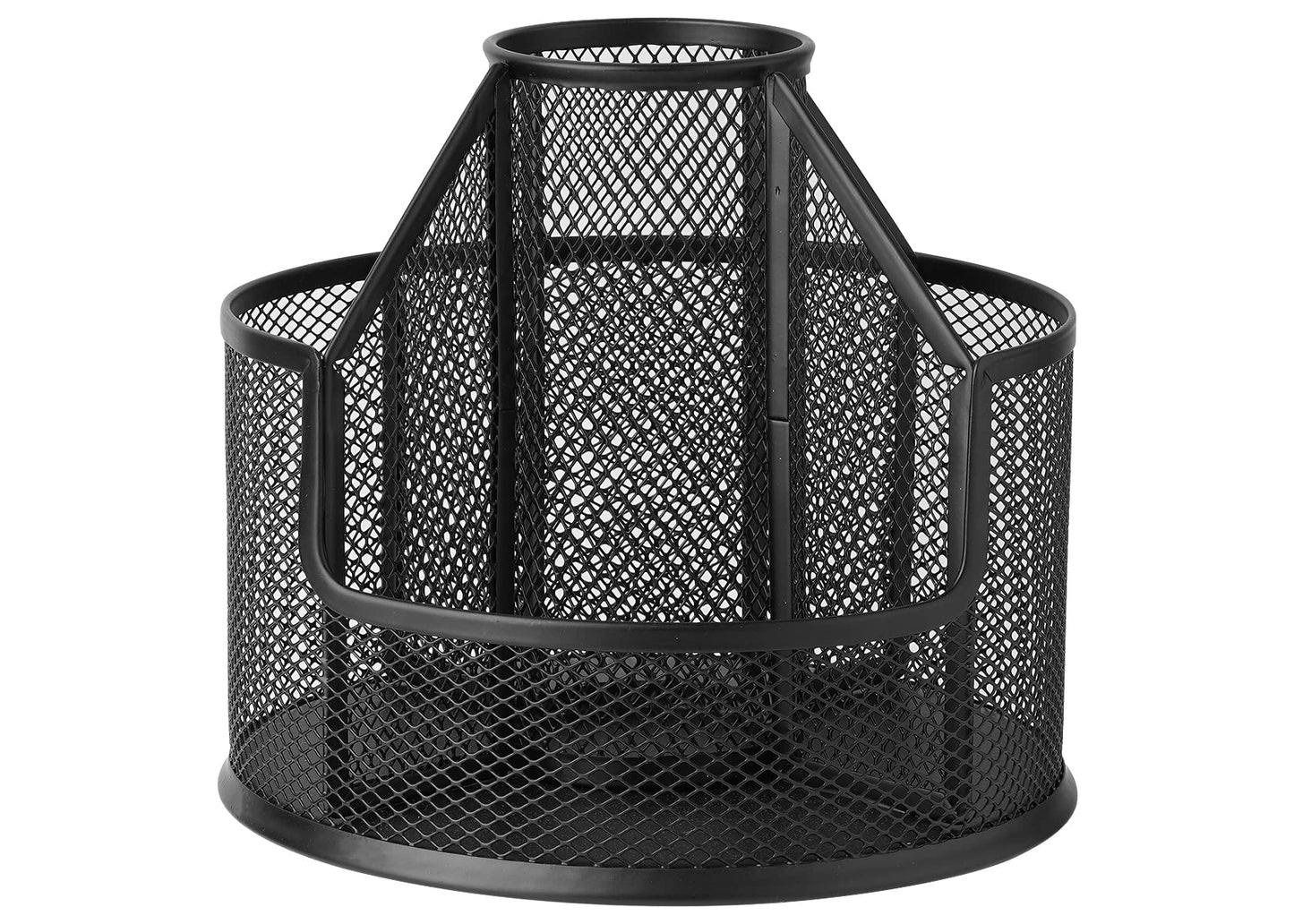 RURYEURT Pencil Holder, Rotating Desk Organizer, Metal Pen Organizer Mesh Pen Holder Office Desk Accessories Cute Office, School, Home,Art Suppliers (Black)