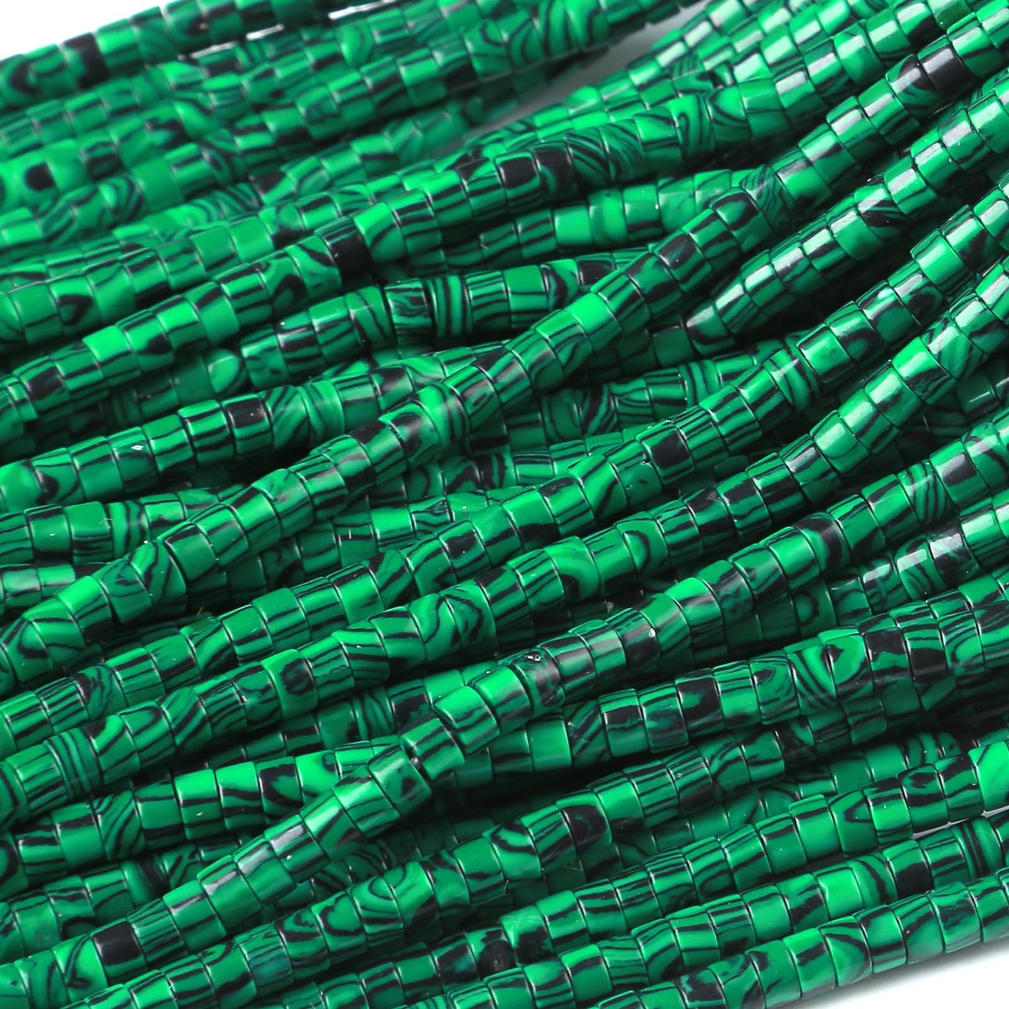 2x4MM 150PCS Malachite Tube Cylinder Rondelle Abacus Disk Spacer Loose Beads for Jewelry Making