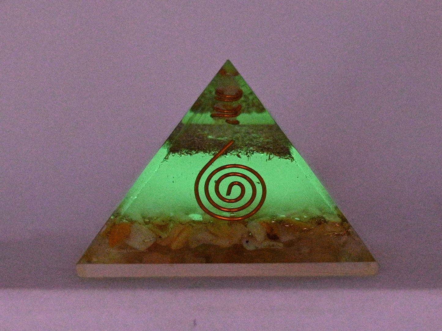 Amazing Gemstone Large Orgone Pyramid | Glow in Dark Yellow Jasper Pyramid Crystal | Orgonite Pyramid | Organ Pyramids Positive Energy Healing