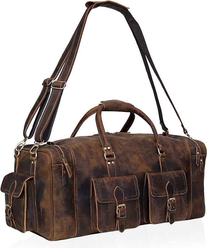 Large duffel bags for men holdall leather travel bag overnight gym sports weekend bag