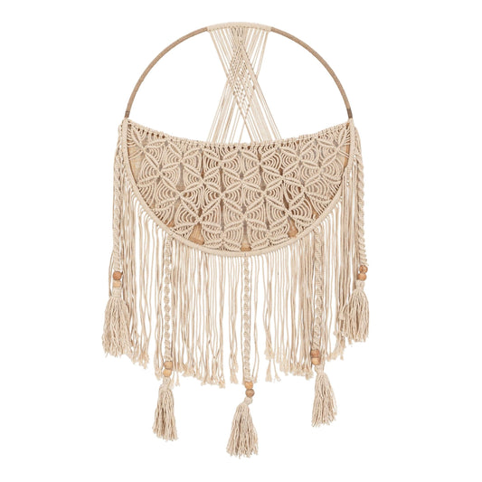 Crane Baby Charlie Farmhouse Macramé Boho Toy Bin with Tassels, Hanging Basket Nursery Decor, Stuffed Animal Storage, Wall Organizer for Playroom, Boho Baby Room Decor& Kids Room Organization