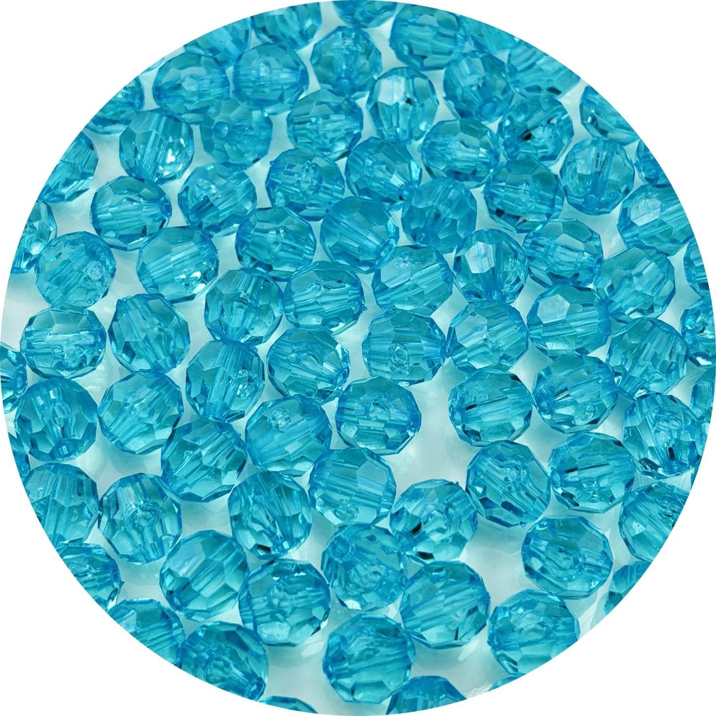 YUEXIGO 100pcs 12mm Acrylic Round Faceted Beads for Crafts Faceted Spacer Beads for Sewing Crafts Decoration Necklaces Bracelets Earrings Jewelry Making(Light Lake Blue)