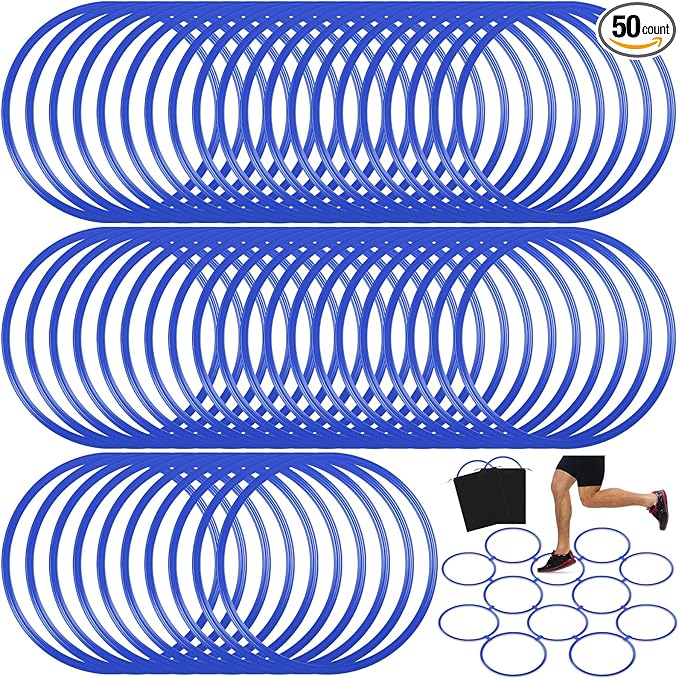 Shappy 50 Pcs Agility Rings with Storage Bags 15 Inch Agility Training Rings Hoop Exercise Ring Plastic Speed Rings Jumping Hoops for Sports Soccer Football Gymnastics Practice Games
