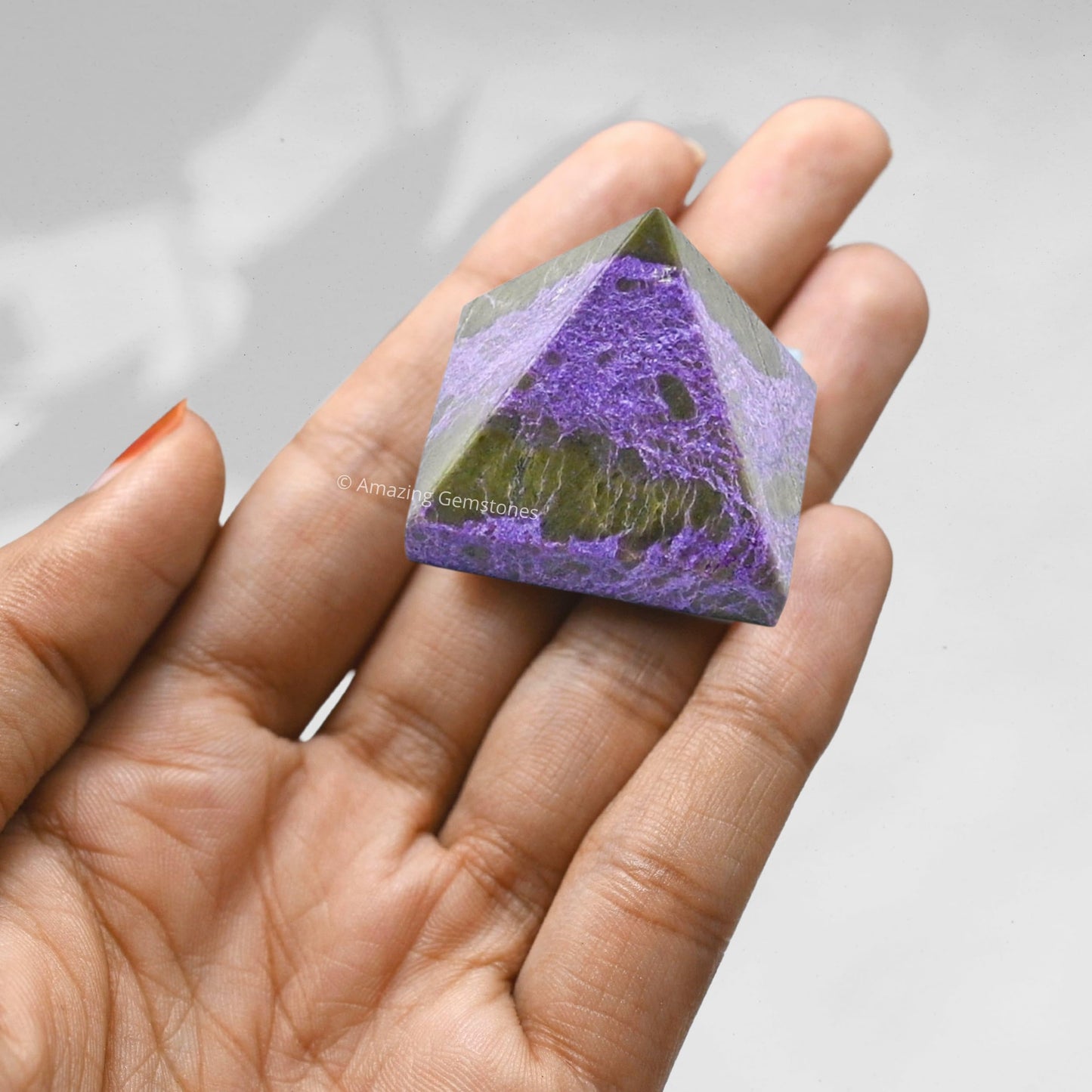 Amazing Gemstone Stichtite Pyramid Crystal Healing Stones - 1" Great Pyramid Figurine of Natural Stone Pyramid for Meditation, Reiki, Chakra Balancing and Crystal Pyramids Grid