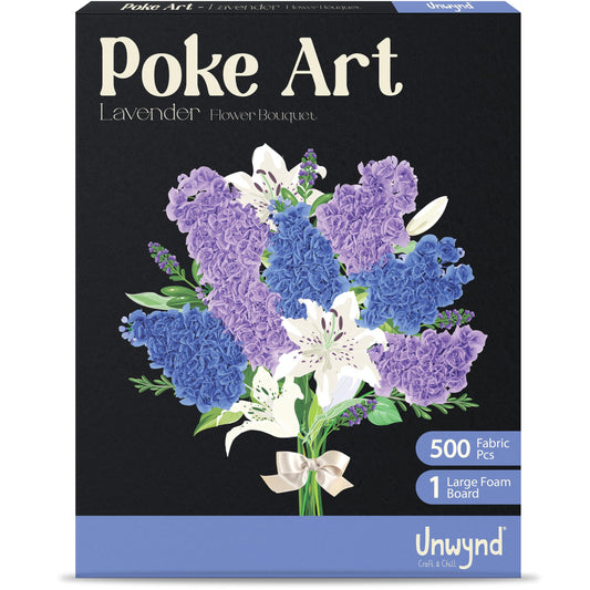 Unwynd Poke Art Lavender Flower Bouquet | Mess-Free Arts and Crafts for Adults | Teen Craft Kits | Flowers Gift | Gifts for Women Basket Making