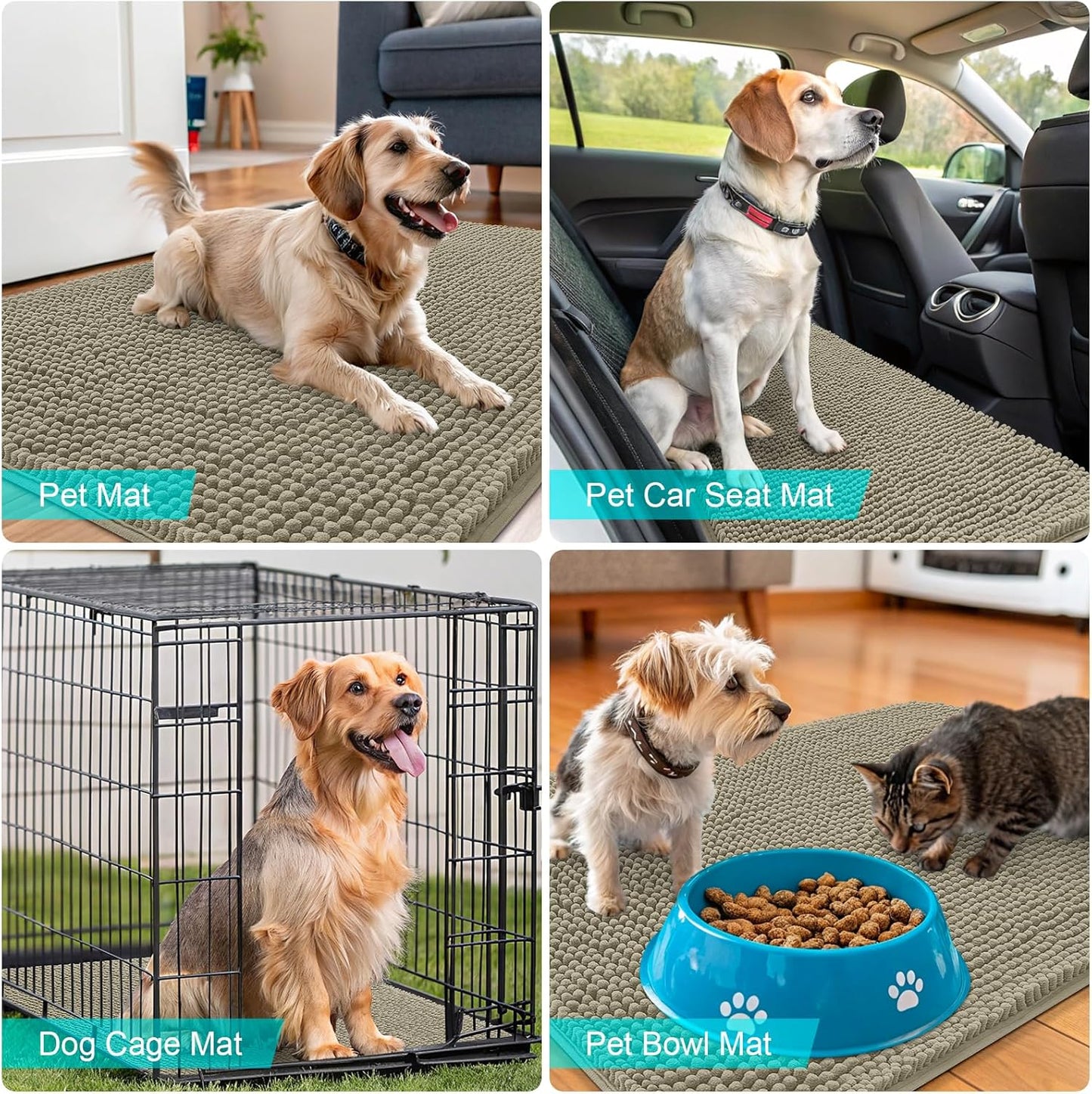 OLANLY Dog Door Mat - Absorbent Non-Slip Mud Mat for Indoor Use | 34x21 Inches, Warm Taupe