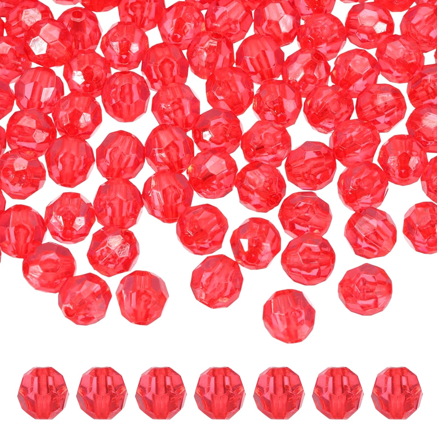 MECCANIXITY 400pcs Czech Faceted Bicone Beads 8mm Glass Spacer Bead Bulk for Jewelry Making & DIY Craft, Red
