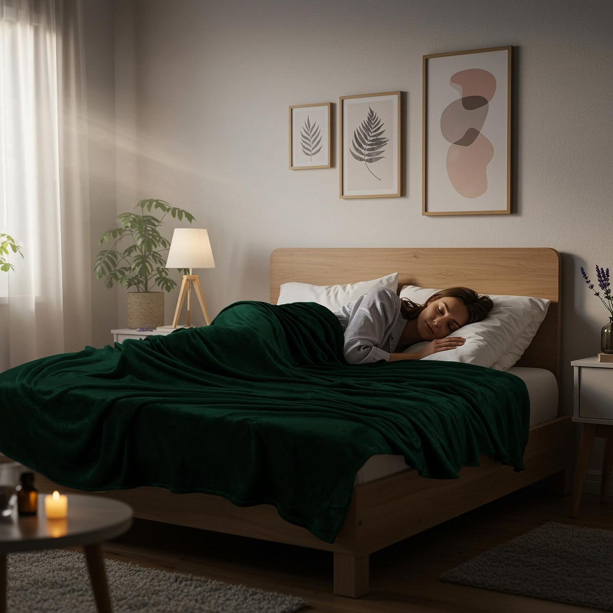 Utopia Bedding Fleece Blanket - Luxury Forest Green Microfiber | Queen Size 90x90 Inch, Soft & Anti-Static