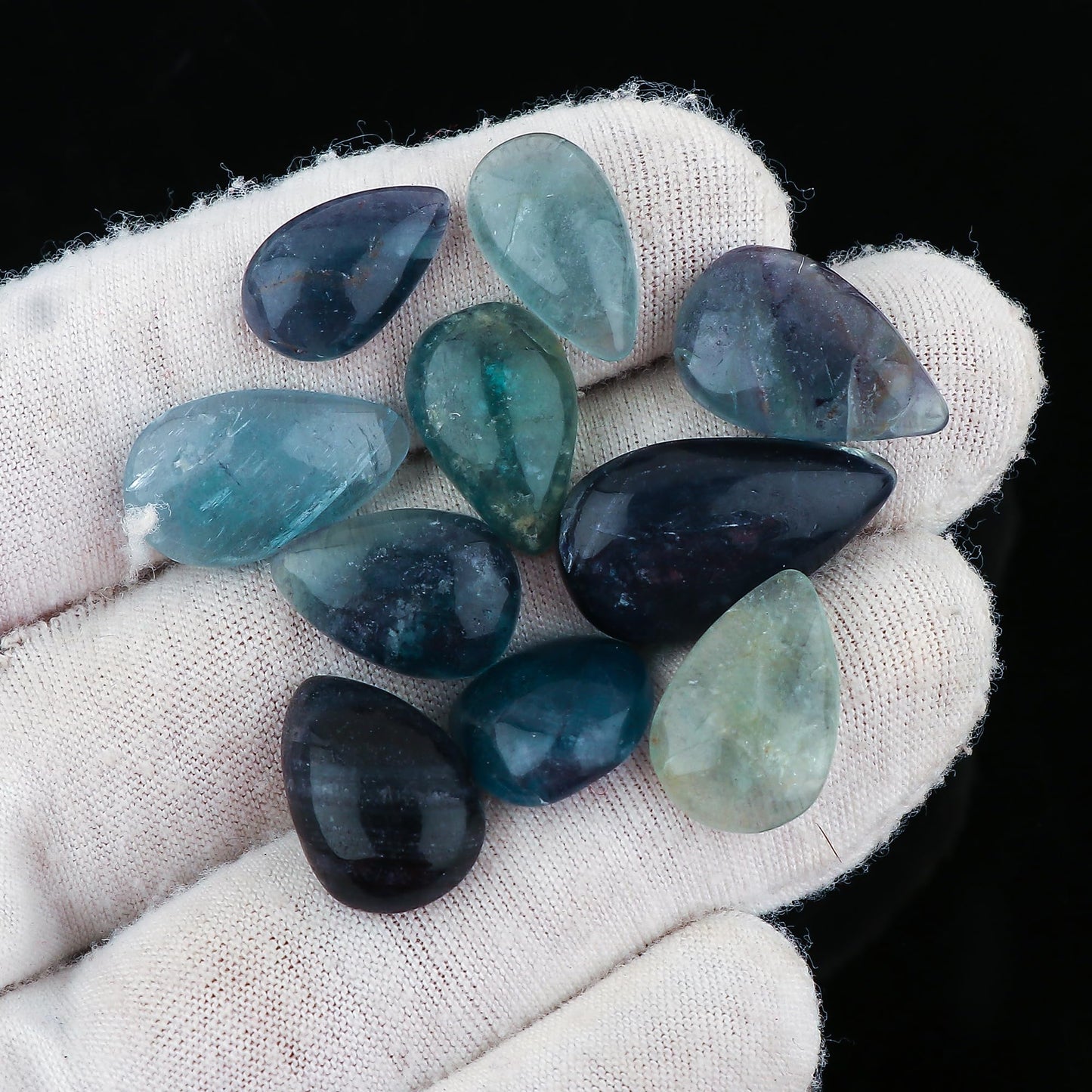 CRYSTALINES 10pcs Natural Multi Fluorite Gemstone, Wholesale Cabochon, High Grade Polished Stones Supply, DIY Crafts, Jewelry Making, Healing Crystals, Wire Wrapping, Gem Collection