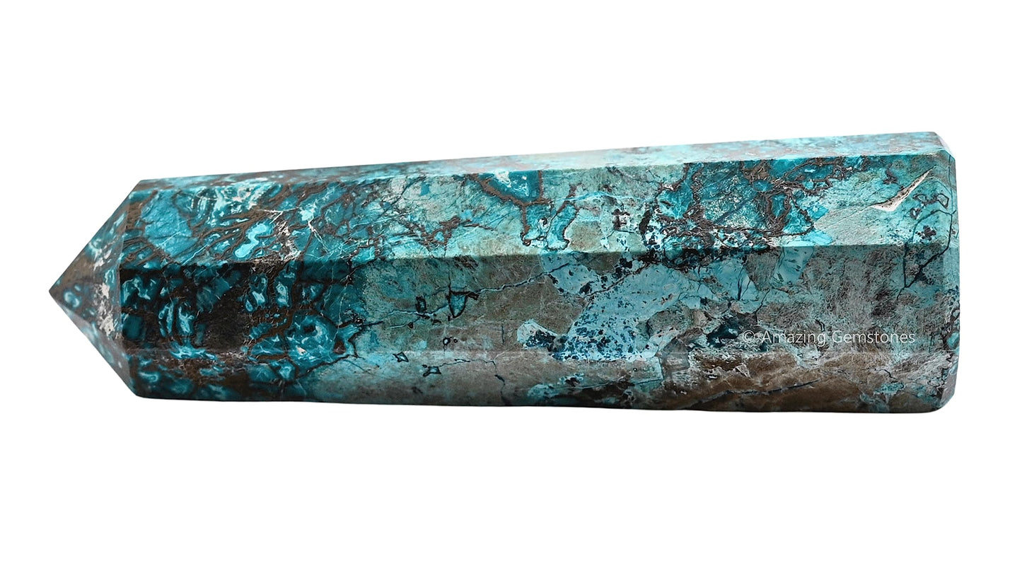 Amazing Gemstone Chrysocolla Shattuckite Crystal Towers - Natural Healing Crystal Point Obelisk for Reiki Healing and Crystal Grid (3" to 4" INCH)