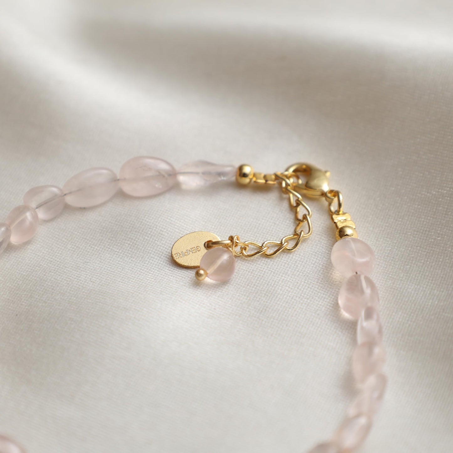 Gempires Pink Rose Quartz Beaded Bracelet Lightweight Handmade Gemstone Jewelry Hypoallergenic 8 Inch Gold Plated Trendy Western Jewerly For Women