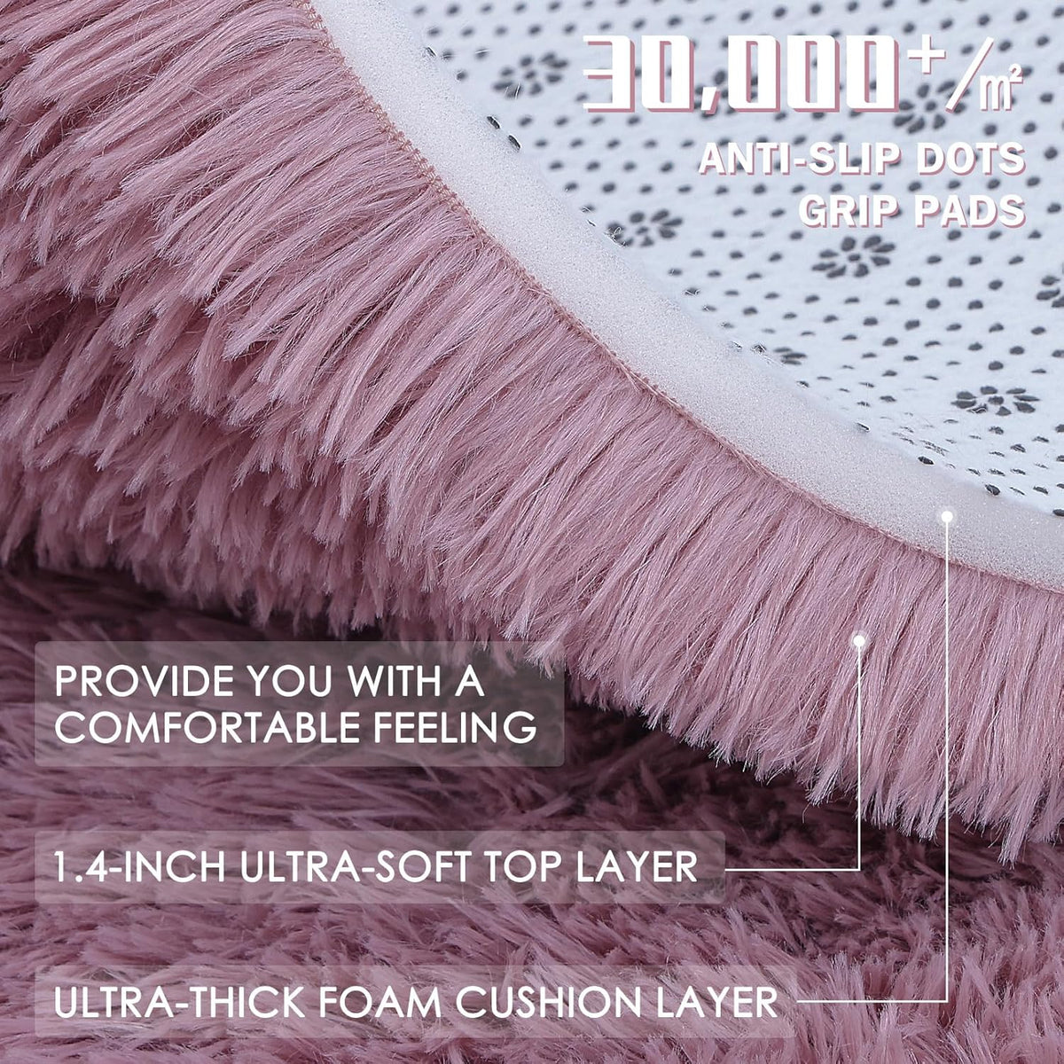 OLANLY Area Rug - Soft Fluffy Shaggy Design | Machine Washable 4x5.9 ft for Living Room & Bedroom - Blush