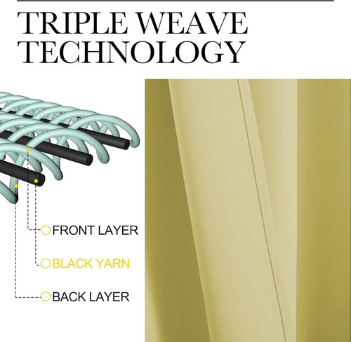 NICETOWN Blackout Curtains - Paler Yellow Thermal Insulated Drapes for Bedroom | 1 Pair, 42 x 63 Inches