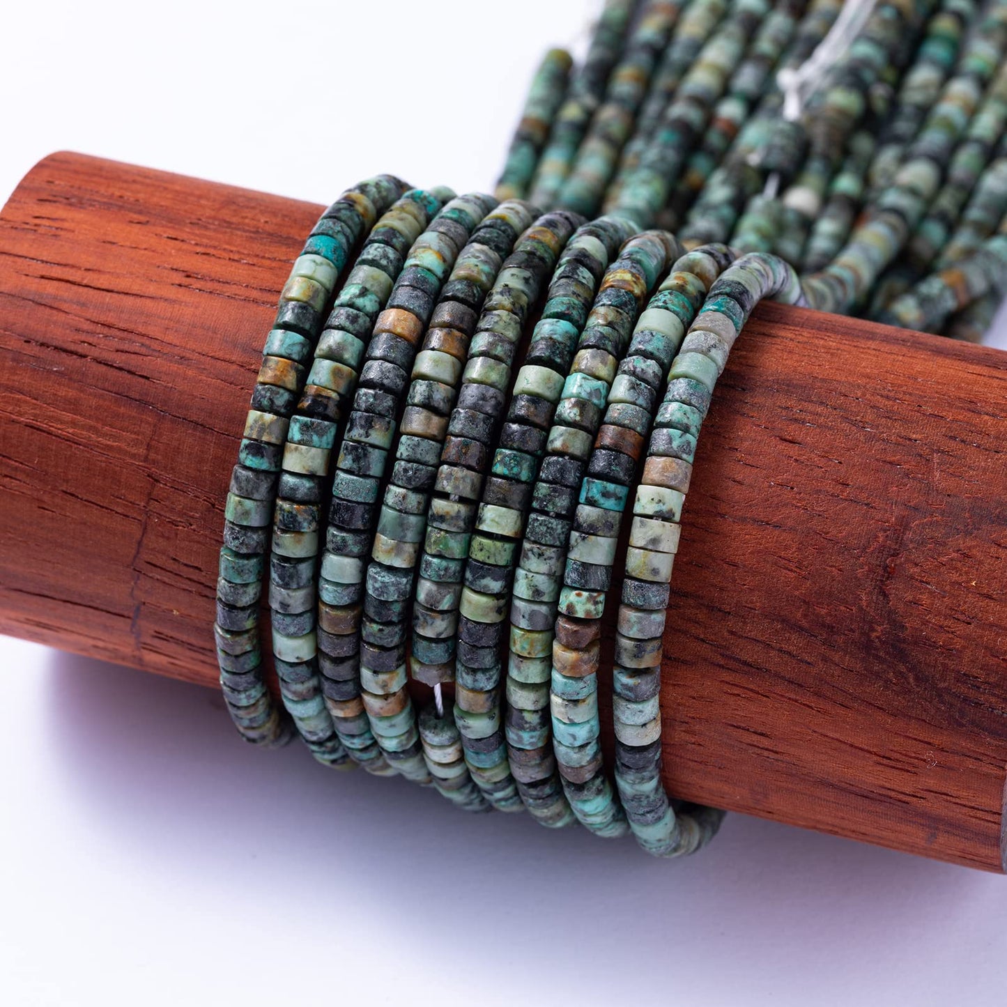 Natural African Turquoise Stone Spacer Beads 4x2mm 38cm/str Flat Round Loose Semi Gemstone Caps for Making Bracelets Necklace