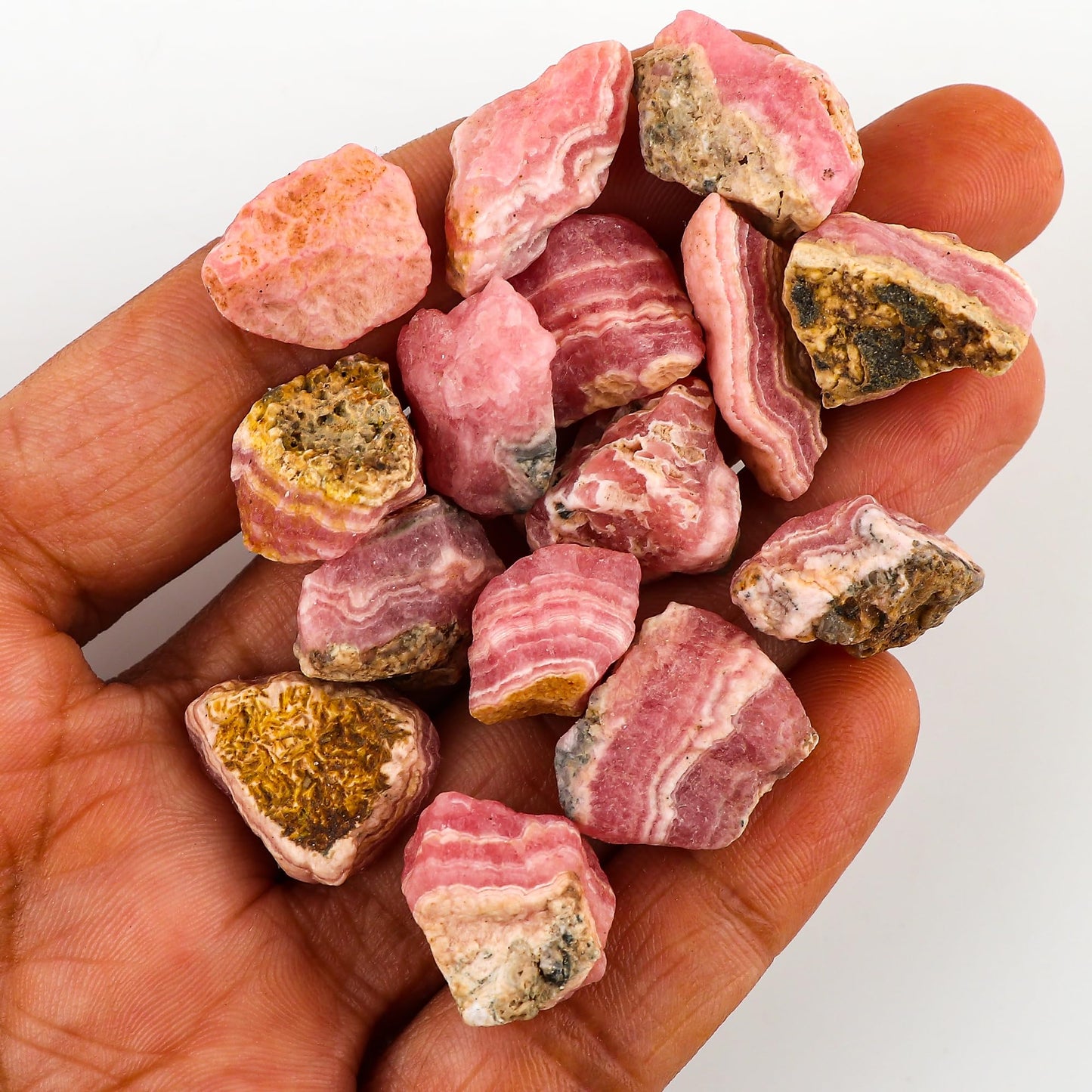 Gemkora 100 ct. Natural Rhodochrosite Rough Gemstone, Raw Crystals, Rhodochrosite Rock, Jewelry Making Supplies, Chakra Healing Crafts & DIY Stone (6-8pcs) (15-20 mm)